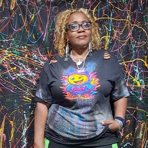 Black T-Shirt with Colorful Graphic